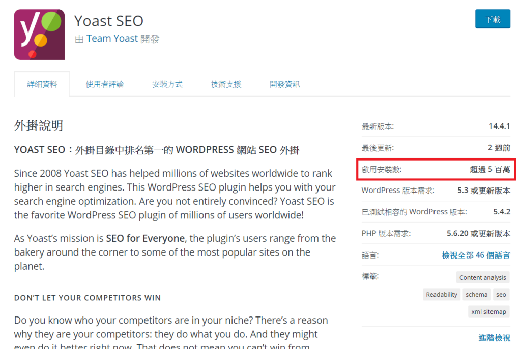 WordPress 上最多安装数的SEO插件 - Yoast SEO