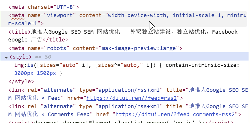 Meta 标记在元标记区域